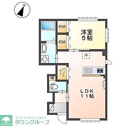 パレス北野 1階1LDKの間取り