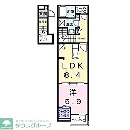 タウンハウス 2階1Kの間取り