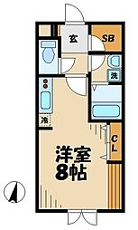 JR横浜線 八王子みなみ野駅 徒歩11分の賃貸アパート 1階ワンルームの間取り