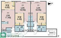 JR横浜線 八王子駅 徒歩18分の賃貸アパート 2階1LDKの間取り
