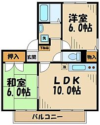 ボナール杉本 2階2LDKの間取り