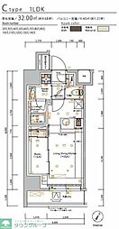 JR横浜線 町田駅 徒歩9分の賃貸マンション 2階1LDKの間取り