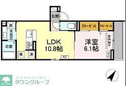 小田急小田原線 町田駅 徒歩18分の賃貸アパート 2階1LDKの間取り