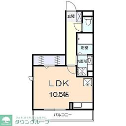 ヴィーブル草薙 3階ワンルームの間取り