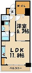 JR横浜線 相模原駅 徒歩12分の賃貸マンション 7階1LDKの間取り