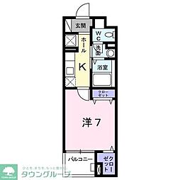 京王線 北野駅 徒歩12分の賃貸マンション 3階1Kの間取り