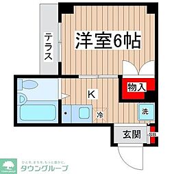 JR横浜線 町田駅 徒歩14分の賃貸マンション 1階1Kの間取り