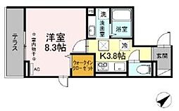 多摩都市モノレール 大塚・帝京大学駅 徒歩5分の賃貸アパート 1階1Kの間取り