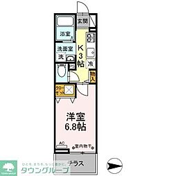 JR中央線 八王子駅 徒歩13分の賃貸アパート 2階1Kの間取り