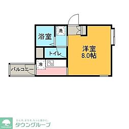 小田急小田原線 町田駅 徒歩8分の賃貸アパート 3階ワンルームの間取り