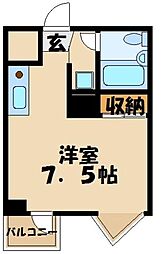 京王相模原線 京王多摩センター駅 徒歩15分の賃貸マンション 1階1Kの間取り