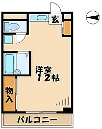 京王相模原線 京王永山駅 バス10分 別所下車 徒歩1分の賃貸マンション 2階ワンルームの間取り
