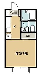 京王相模原線 京王堀之内駅 徒歩14分の賃貸アパート 2階ワンルームの間取り