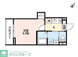 小田急小田原線 小田急相模原駅 徒歩10分の賃貸アパート 1階1Kの間取り