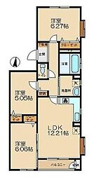JR横浜線 八王子みなみ野駅 徒歩12分の賃貸アパート 3階3LDKの間取り