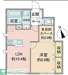 京王相模原線 橋本駅 徒歩17分の賃貸アパート 1階1LDKの間取り
