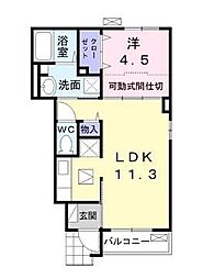 JR横浜線 相模原駅 徒歩21分の賃貸アパート 1階1LDKの間取り