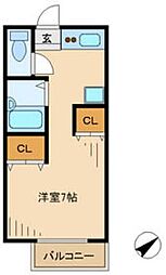 センターアーバン 1Kの間取図画像