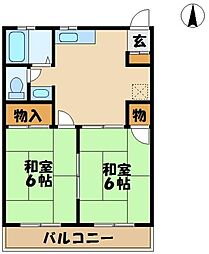 ドエル黄金山 2DKの間取図画像