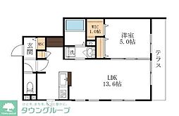 上原メゾン 1LDKの間取図画像