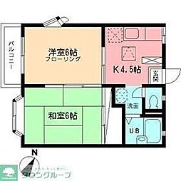 グレースコート松本 2DKの間取図画像