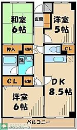 オークウッド1 3DKの間取図画像