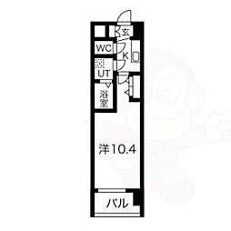 JR大阪環状線 芦原橋駅 徒歩4分の賃貸マンション 5階1Kの間取り