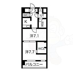 JR大阪環状線 芦原橋駅 徒歩4分の賃貸マンション 7階2Kの間取り