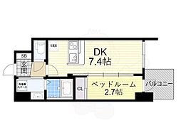 Osaka Metro谷町線 四天王寺前夕陽ヶ丘駅 徒歩9分の賃貸マンション 11階1DKの間取り
