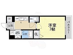 Osaka Metro千日前線 桜川駅 徒歩9分の賃貸マンション 7階1Kの間取り