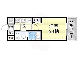 Osaka Metro千日前線 桜川駅 徒歩8分の賃貸マンション 12階1Kの間取り
