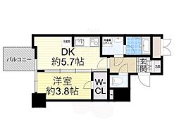 Osaka Metro堺筋線 堺筋本町駅 徒歩5分の賃貸マンション 15階1DKの間取り