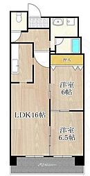 Osaka Metro千日前線 西長堀駅 徒歩3分の賃貸マンション 6階2LDKの間取り