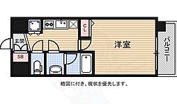 南海線 難波駅 徒歩7分の賃貸マンション 11階1Kの間取り