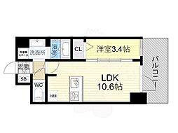 Osaka Metro堺筋線 堺筋本町駅 徒歩5分の賃貸マンション 12階1LDKの間取り