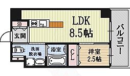 Osaka Metro千日前線 桜川駅 徒歩12分の賃貸マンション 10階1DKの間取り