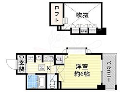 Osaka Metro御堂筋線 大国町駅 徒歩6分の賃貸マンション 8階1Kの間取り