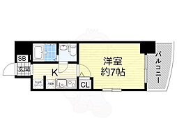 阪神なんば線 桜川駅 徒歩1分の賃貸マンション 7階1Kの間取り