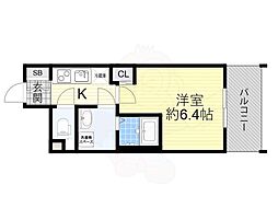 Osaka Metro長堀鶴見緑地線 谷町六丁目駅 徒歩1分の賃貸マンション 13階1Kの間取り
