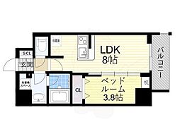 Osaka Metro千日前線 桜川駅 徒歩3分の賃貸マンション 8階1LDKの間取り