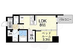 Osaka Metro千日前線 桜川駅 徒歩3分の賃貸マンション 9階1LDKの間取り