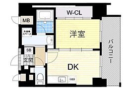 阪神なんば線 桜川駅 徒歩2分の賃貸マンション 10階1DKの間取り