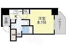 Osaka Metro堺筋線 堺筋本町駅 徒歩4分の賃貸マンション 12階1Kの間取り
