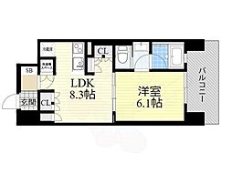 Osaka Metro長堀鶴見緑地線 西長堀駅 徒歩3分の賃貸マンション 7階1LDKの間取り