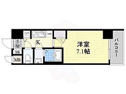 Osaka Metro谷町線 谷町六丁目駅 徒歩5分の賃貸マンション 8階1Kの間取り