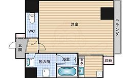 Osaka Metro四つ橋線 四ツ橋駅 徒歩5分の賃貸マンション 12階1Kの間取り