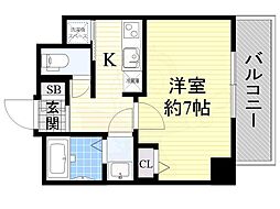 Osaka Metro御堂筋線 大国町駅 徒歩5分の賃貸マンション 7階1Kの間取り