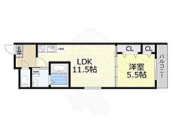 Osaka Metro千日前線 桜川駅 徒歩5分の賃貸アパート 1階1LDKの間取り