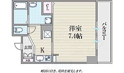 Osaka Metro四つ橋線 なんば駅 徒歩11分の賃貸マンション 6階1Kの間取り