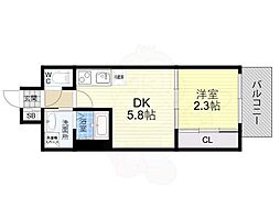 セレニテ南堀江エクラ 1DKの間取図画像